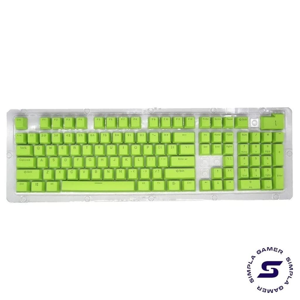 Kit Keycaps Verde Neon 104 Teclas Layout Americano ANSI Double Shot P/ Teclado Mecânico
