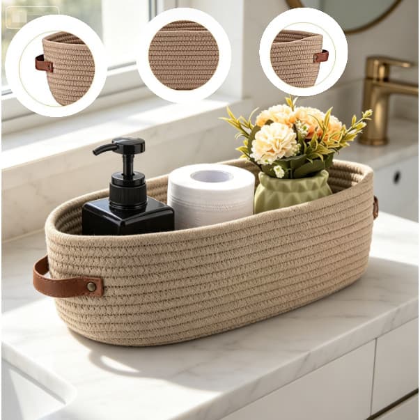 Kit Cesto Organizador Banheiro 1 Unidades Multiuso para Papel Higiênico 33x10x15cm