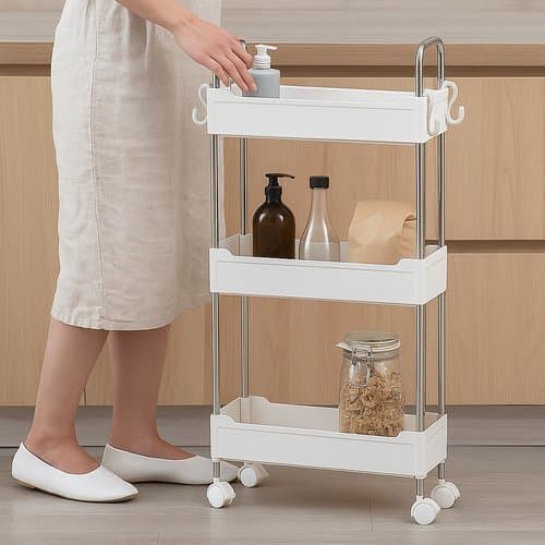 Prateleira com Rodinhas Rack Organizador Multiuso Cozinha