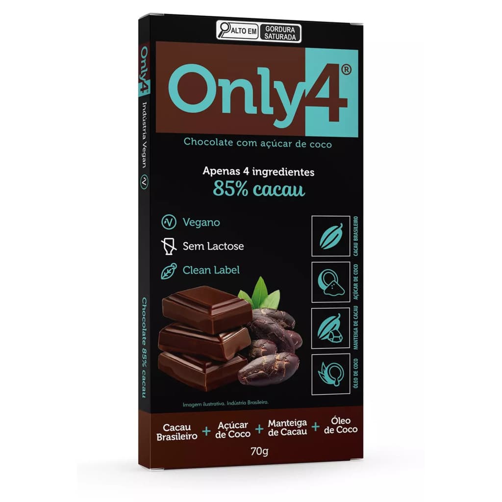 Chocolate Only4 85 % Cacau Importado Original Pronta Entrega
