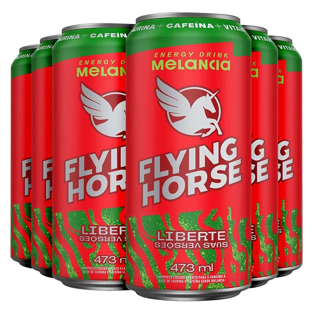Energético Flying Horse Sabor Melancia 473ml Kit 6 Unidades