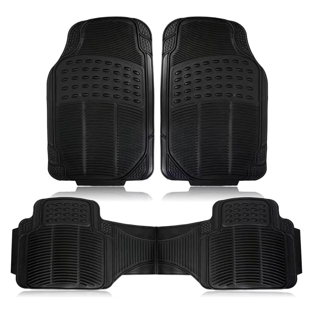 3 Peças Jogo Tapete Carro Automotivo Borracha Universal Preto