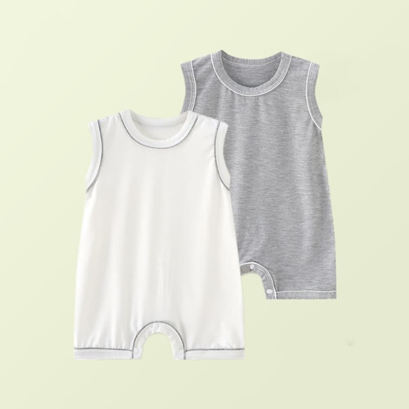 Verão bebê colete macacão bebê menina estilo fino roupas modais verão bebê menino sem mangas macacão