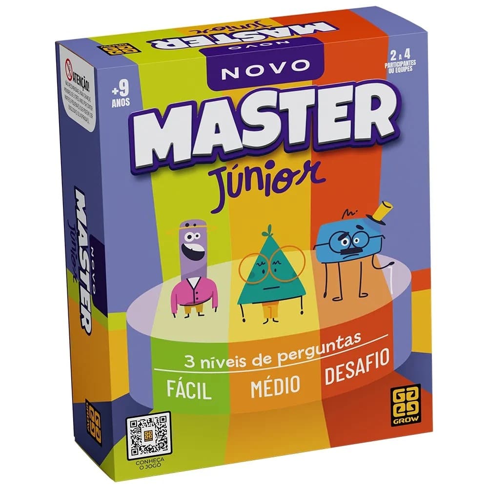 JOGO DE TABULEIRO MASTER JÚNIOR GROW PERGUNTAS RESPOSTAS BRINQUEDO FAMÍLIA DIVERSÃO CARTAS PERFIL