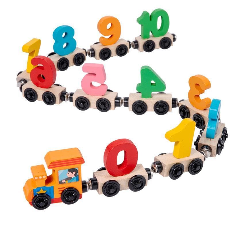 Trem de Madeira Pedagógico Números Brinquedo Educativo Montessori Encaixe Infantil
