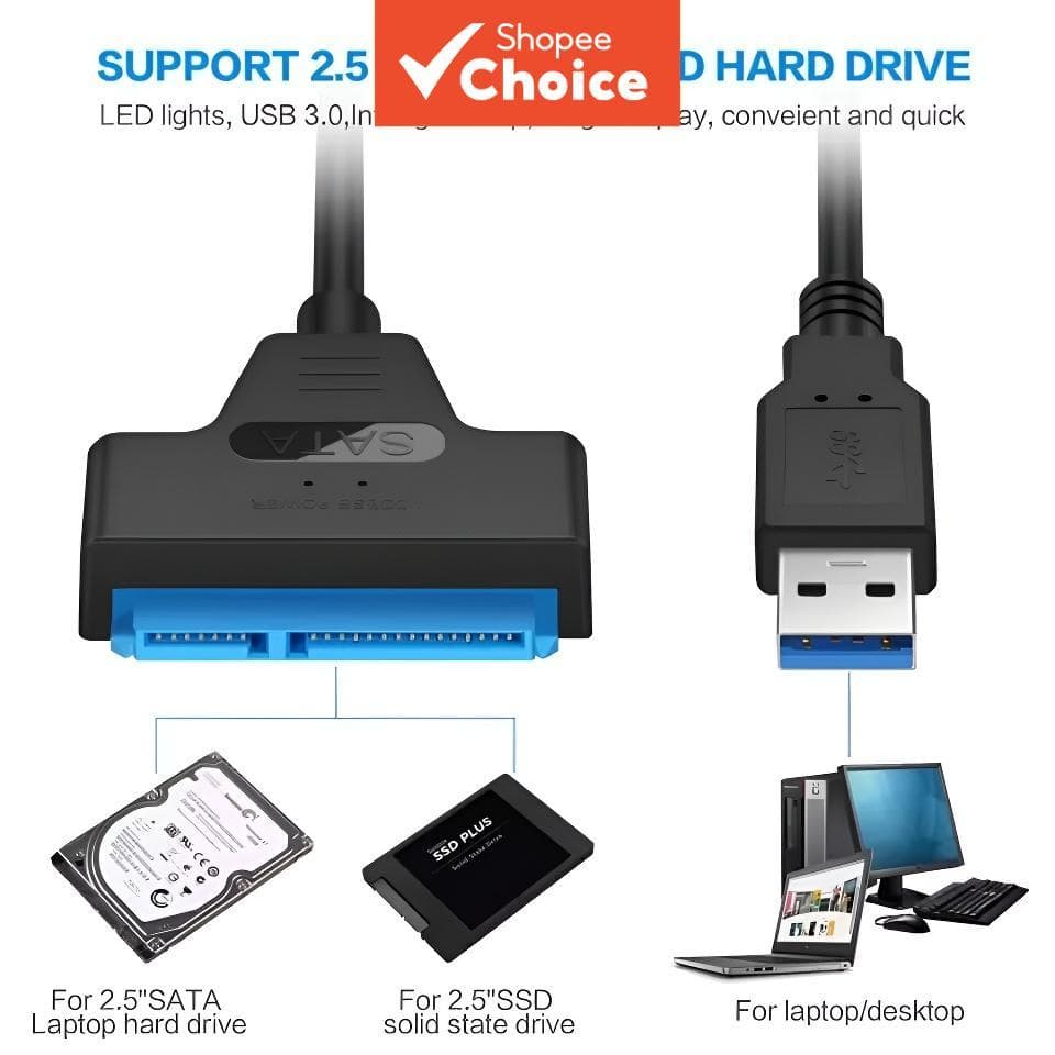 Sata Para USB 3.0 Adaptador Cabo Suporte 22 Pinos 2.5 Lnche Externo HDD SSD Conector De Computador Ajuste Leitor De Disc