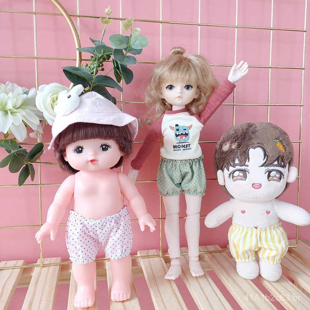 Calças abóbora, shorts de algodão para boneca, roupas de boneca 20cm 15cm, roupas para boneca articulada BJD, calças lan