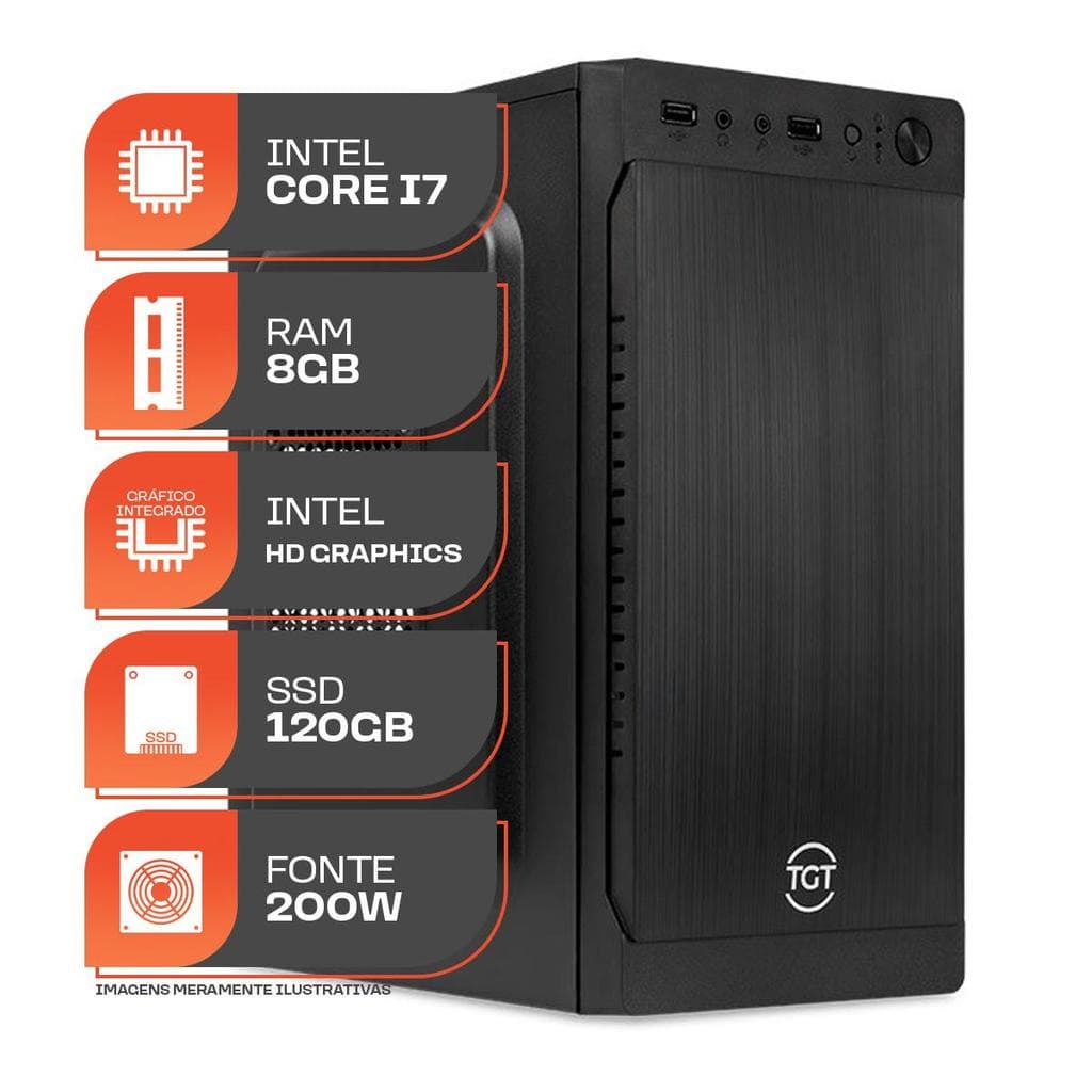 Computador Home Essential S, Intel Core i7, 8GB DE RAM, SSD 120GB
