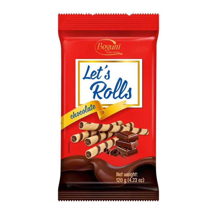 BOGUTTI WAFER LETS ROLLS CHOCOLATE 120G Importado Original Pronta Entrega