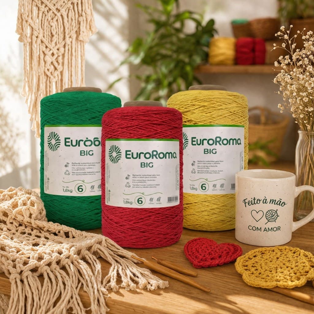 Barbante EuroRoma Big 1,8kg Nº6 Fio para Crochê e Tricô - BARBANTE PARA CROCHÊ - FIO DE CROCHÊ
