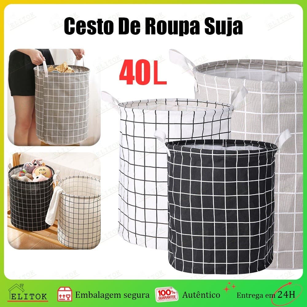 Cesto De Roupa Suja 40 Litros Organizador de Dobrável Cesto De Armazenamento Para Roupas Multiuso para Banheiro e Quarto