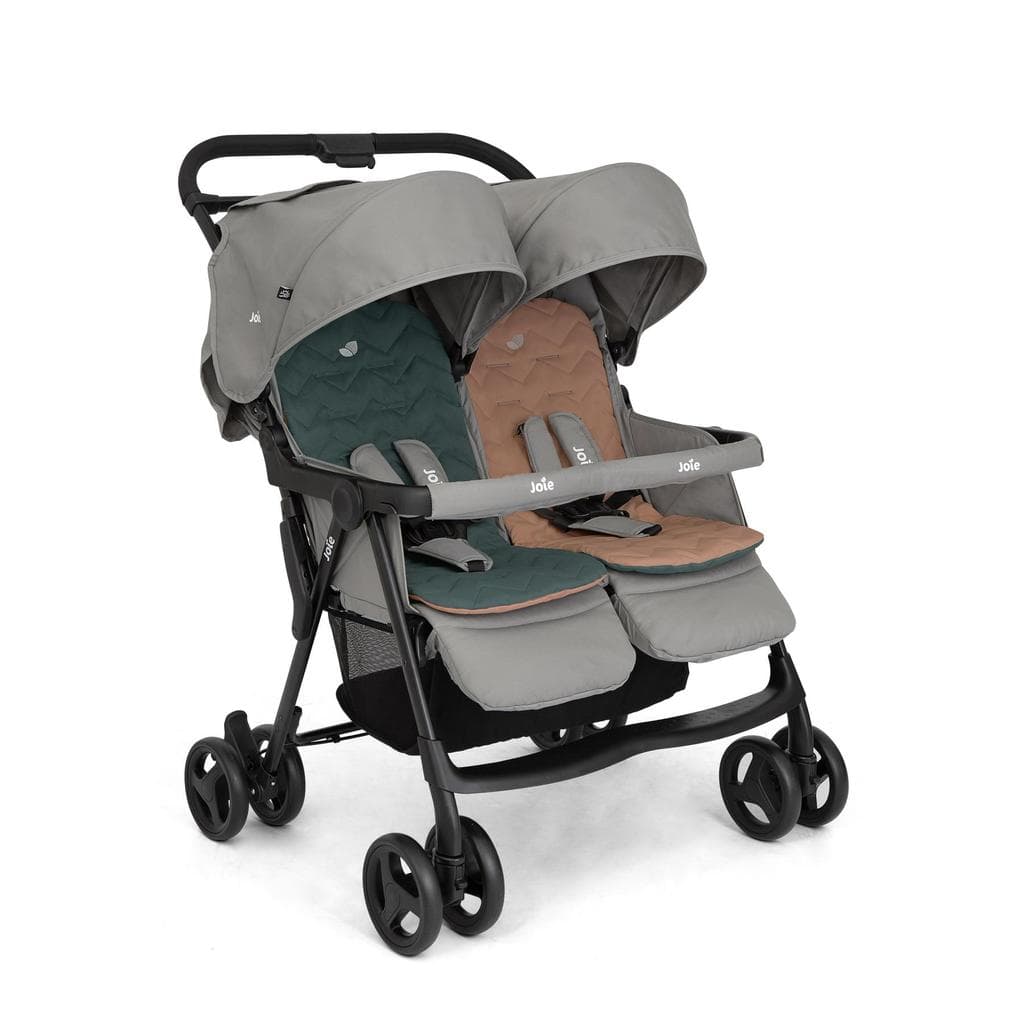 Carrinho De Bebê Duplo Joie Aire Twin Cinza Pebble Reclinável Ultraleve Fechamento Com Uma Mão