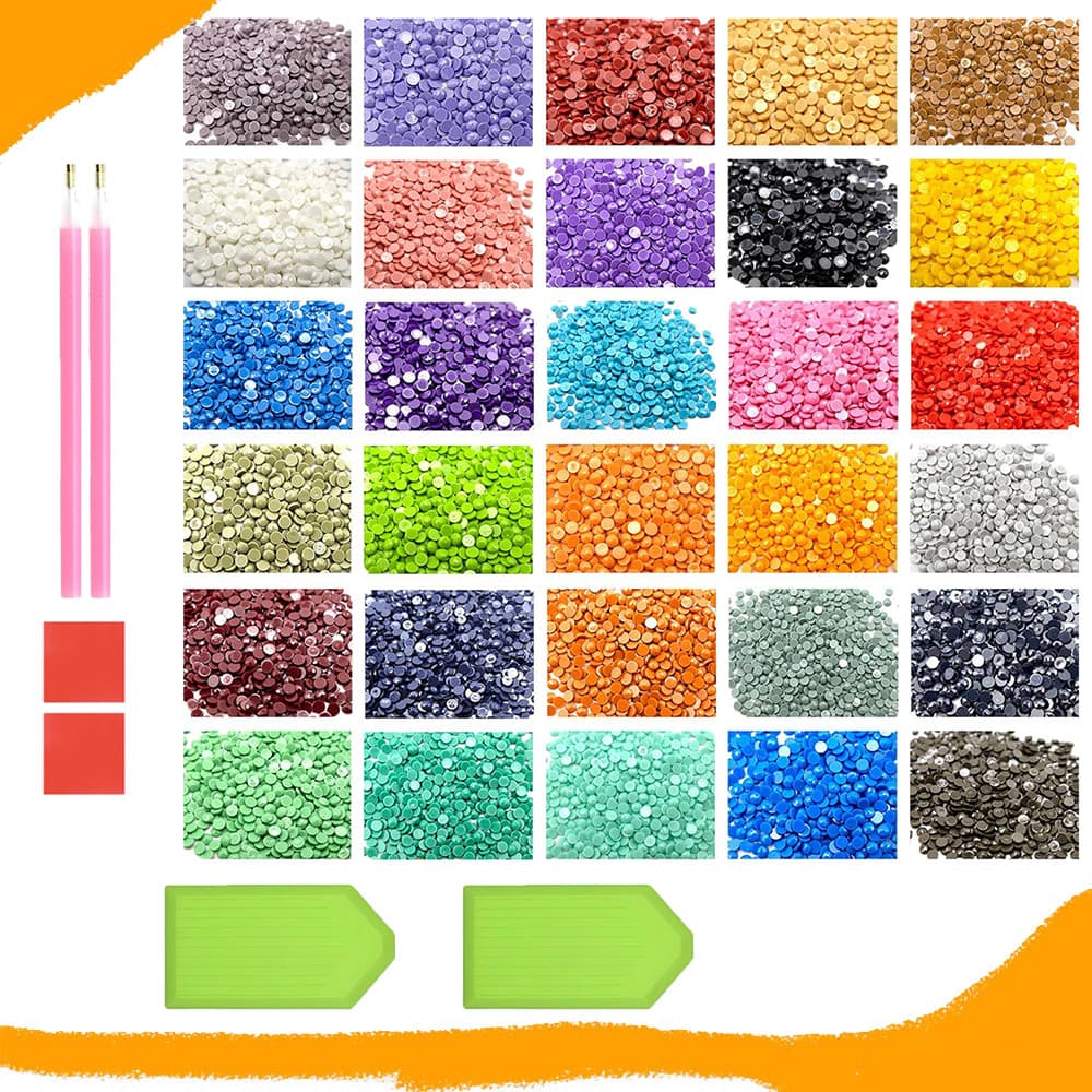 15.000 Peças contas de pintura de arte de diamante de 30 cores, acessórios de pintura de diamante 5D, diamante redondas