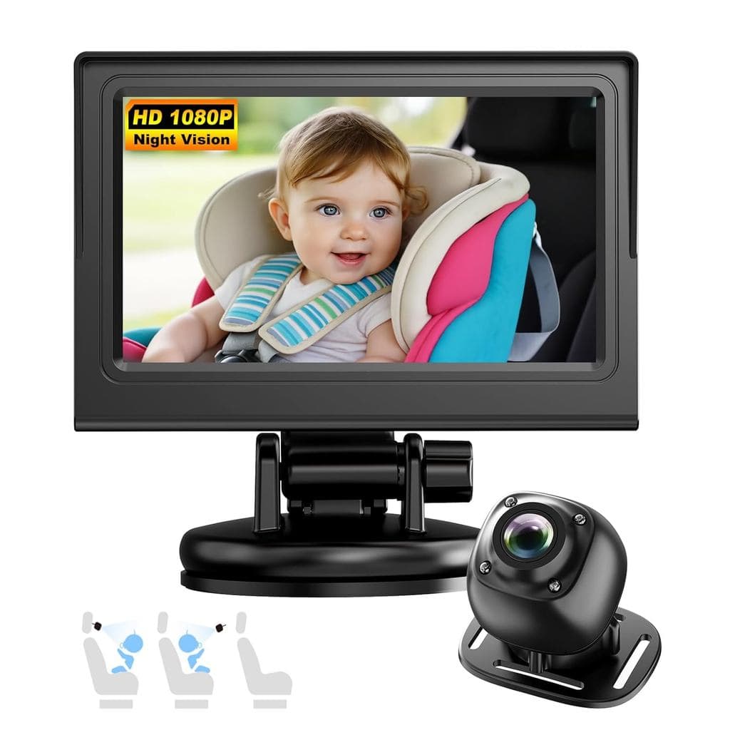 Monitor de Câmera para Bebê no Banco Traseiro - Espelho para Bebê no Carro - Câmera de Segurança para Bebê Voltada para 