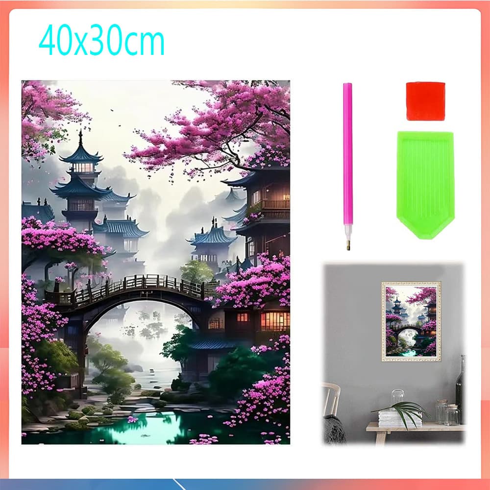 Conjunto de pintura de diamante 5D Pintura de diamante de residência antiga para decoração de casa