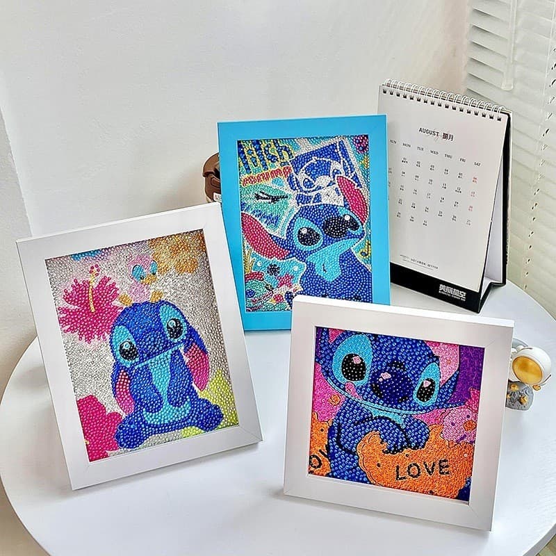 Pintura Diamante Estereoscópica 5D + Porta-Retrato Presente 17*17 de Aniversário e Natal para Crianças