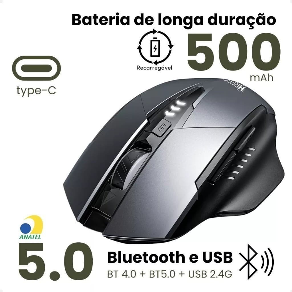 Mouse Pro-gaming Premium Sem Fio Wireless Bluetooth Hrebos - Gamer