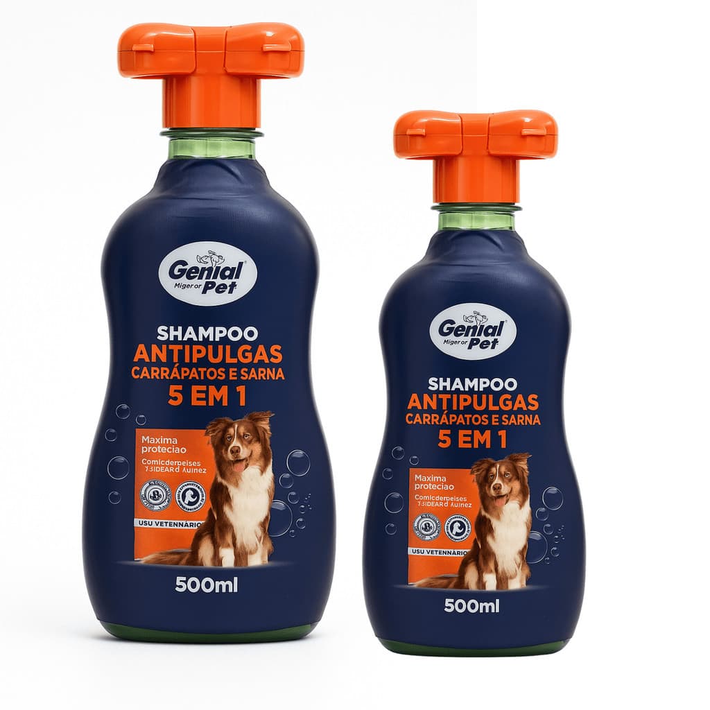 Genial Pet Shampoo Antipulgas Carrapatos 500ml Higiene e Proteção para Cães
