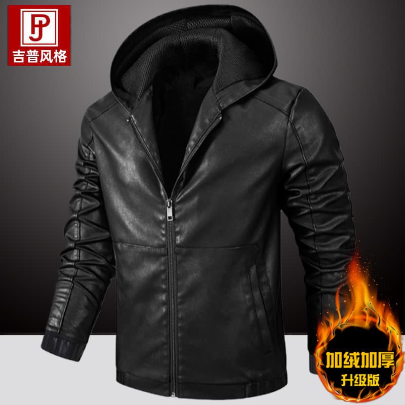 Haining jaqueta de couro para motocicleta masculina, forro de lã de inverno, jaqueta de couro masculina espessada, prima