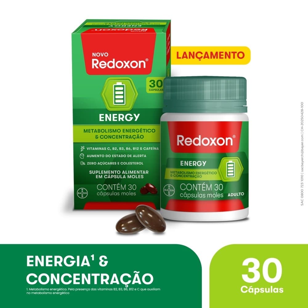 Suplemento Energy Vitamina C, B12 e Cafeína 30 caps Redoxon