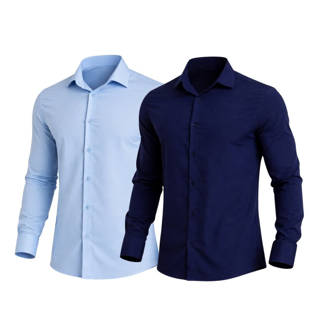 Kit 2 Camisa Social Masculina Manga Longa Slim Premium