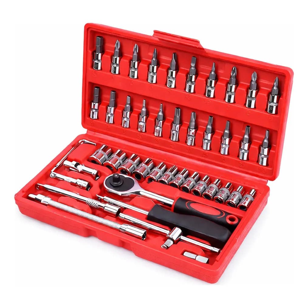 Kit Ferramentas 46 Peças Profissional Completo com Maleta Reparo Automotivo e Doméstico