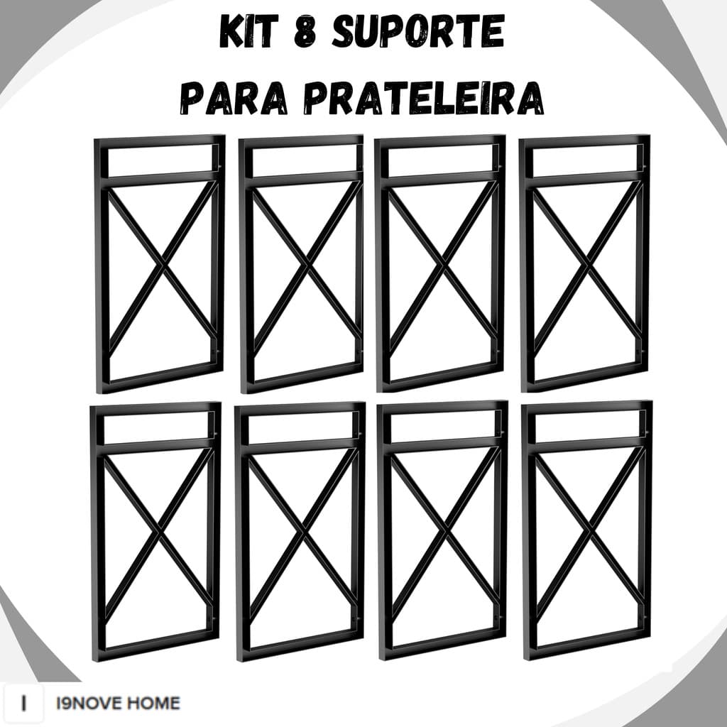 Kit 08 Suporte Nicho Prateleira Estilo Industrial Parede Are
