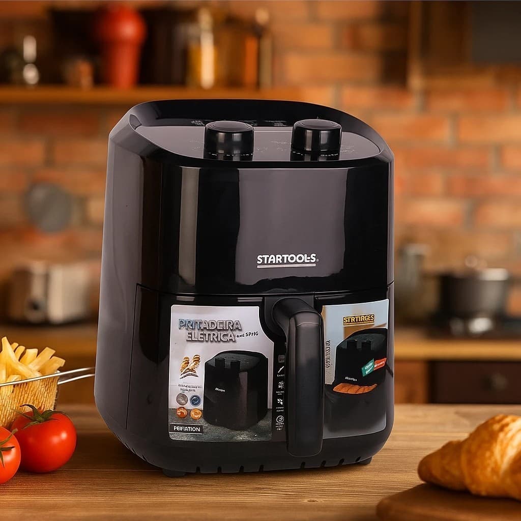 Fritadeira Elétrica Air Fryer Preta Sem Óleo Preparo Batata Carne Fritura Saudável oferta Oferta