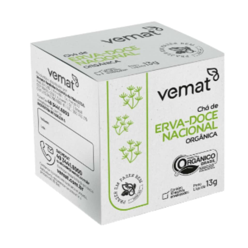 Chá Erva-Doce Nacional | Orgânico | 10 Sachês 10g | Vemat