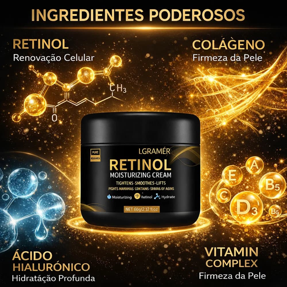 Creme Facial Masculino Retinol Anti Idade Rugas Hidratante