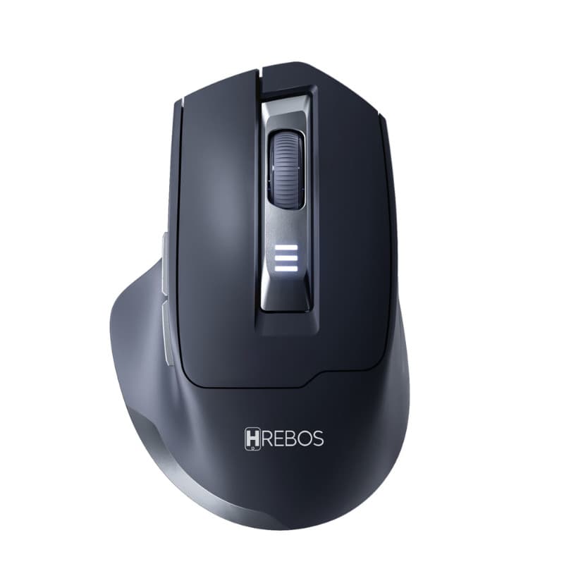 Mouse Sem Fio Hrebos SoftTrack 1600 DPI Ergonômico Recarregável