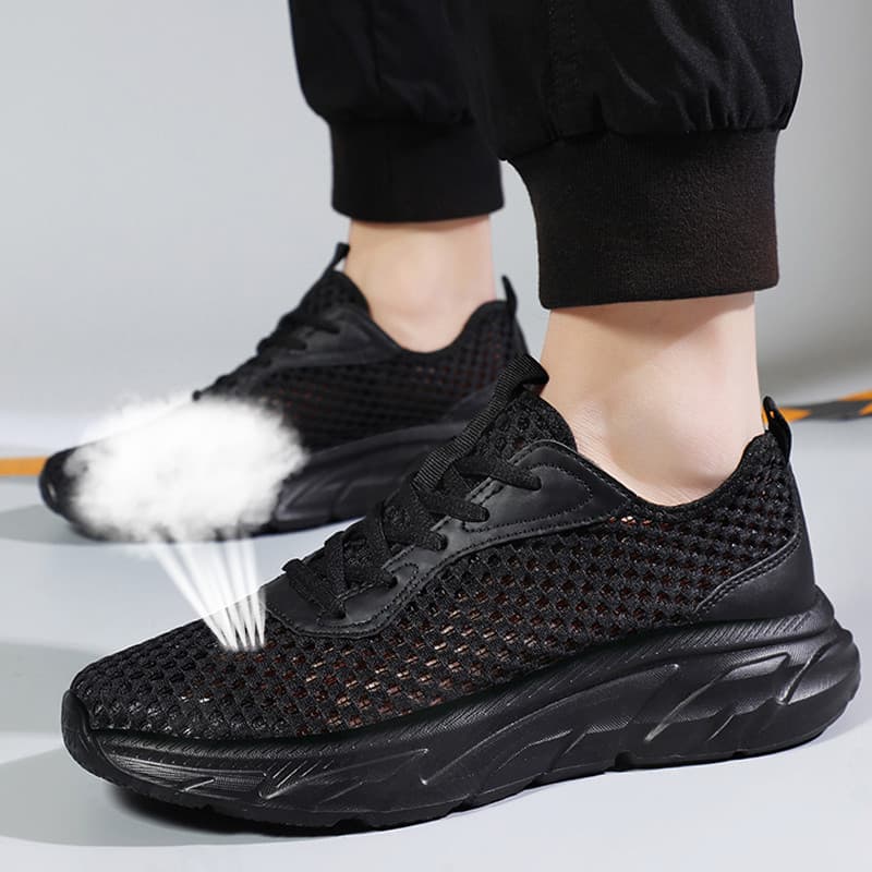 Lace-Up sapatos masculinos sapatos esportivos de verão sapatos casuais malha respirável tênis de corrida preto tênis de 