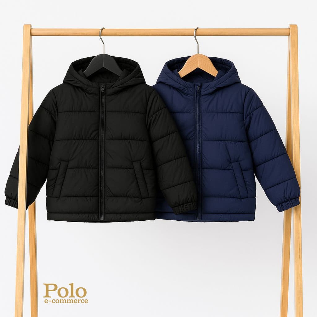 Jaqueta Puffer Infantil Impermeável Premium com Capuz  Bolso Menino Menina Masculino Feminina Criança