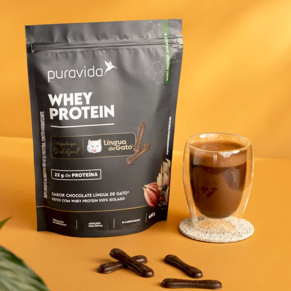 WHEY PROTEIN ISOLADO PURA VIDA 450G - CHOCOLATE LINGUA DE GATO