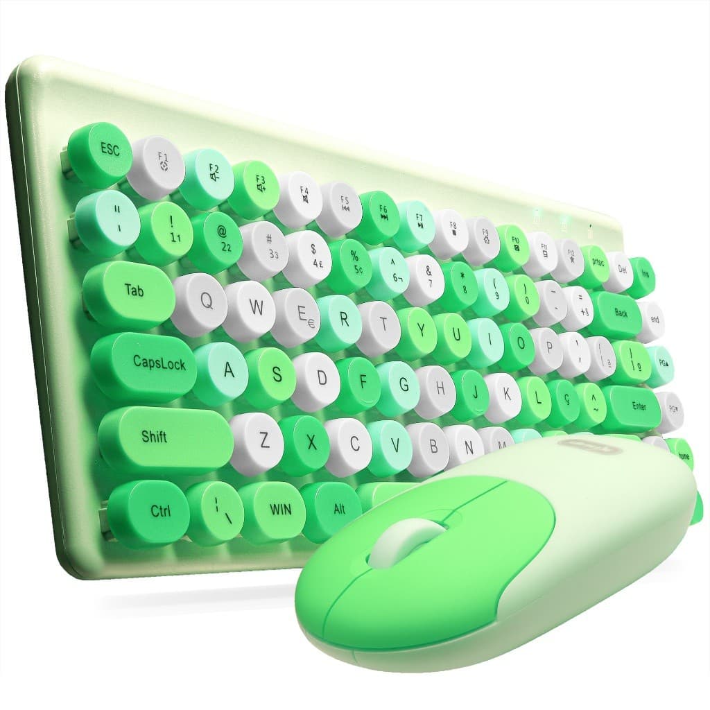 Kit Teclado E Mouse Gamer Membrana Teclas Silenciosas E Retro Colorido Sem Fio Para Pc Computador Celular