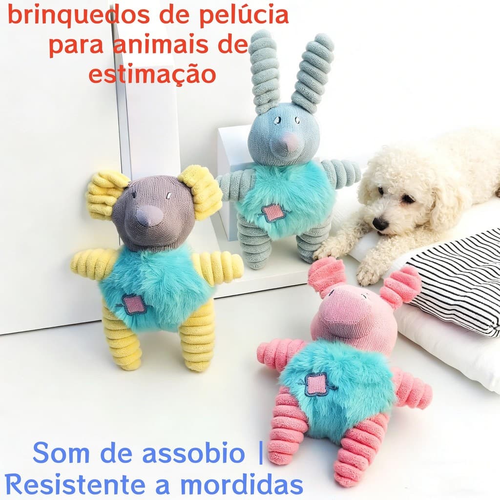 Brinquedos de pelúcia para animais de estimação com sons - bonecos de cachorro para conforto e companhia.