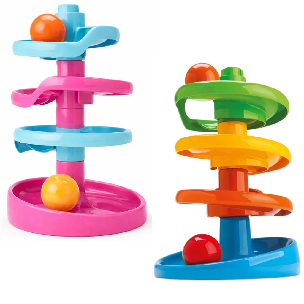 Brinquedo Infantil Torre de Bolinhas Espiral Didático Educativo Rosa Colorido  6 Peças