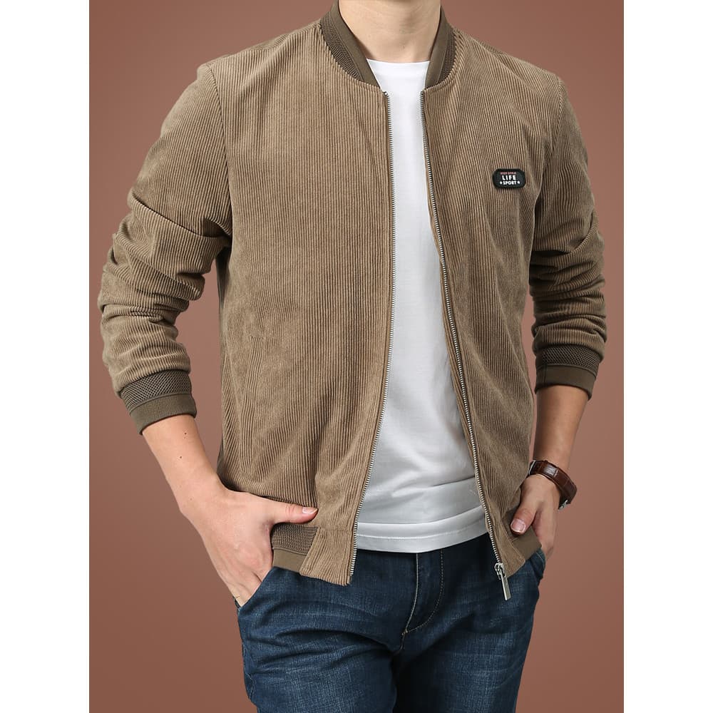 Jaqueta de veludo masculina primavera outono jaqueta pai primavera jaqueta Casual berinjela 2025 novas roupas masculinas