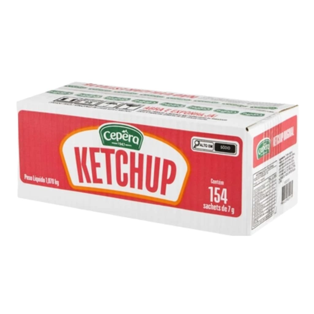 Caixa Ketchup Cepêra Sachê 154 Unidades 7g Cathchup Tradicional