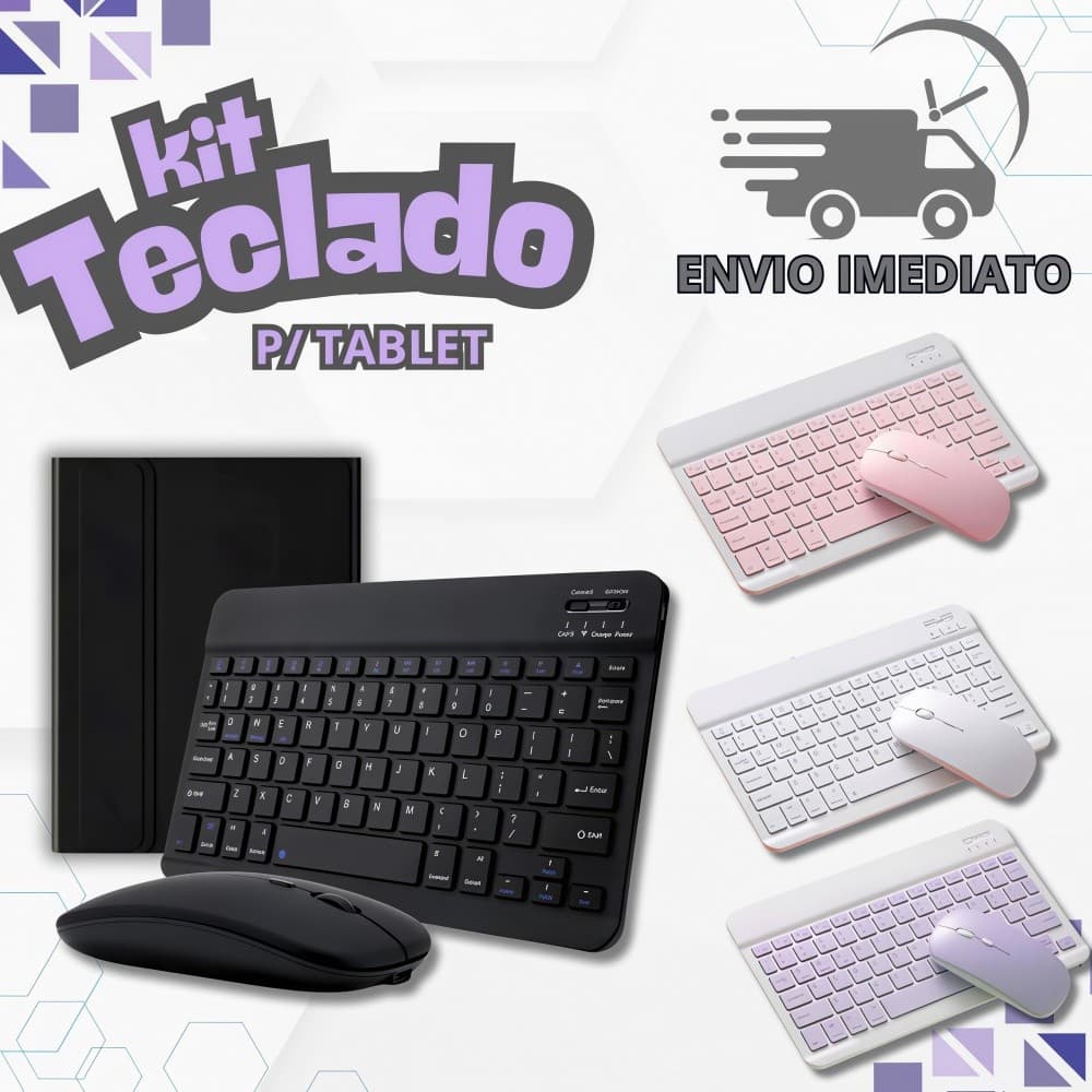 Kit Teclado Mouse Sem Fio Bluetooth Recarregável, Alta Compatibilidade com Notebook, Tablet, iPad e Celular