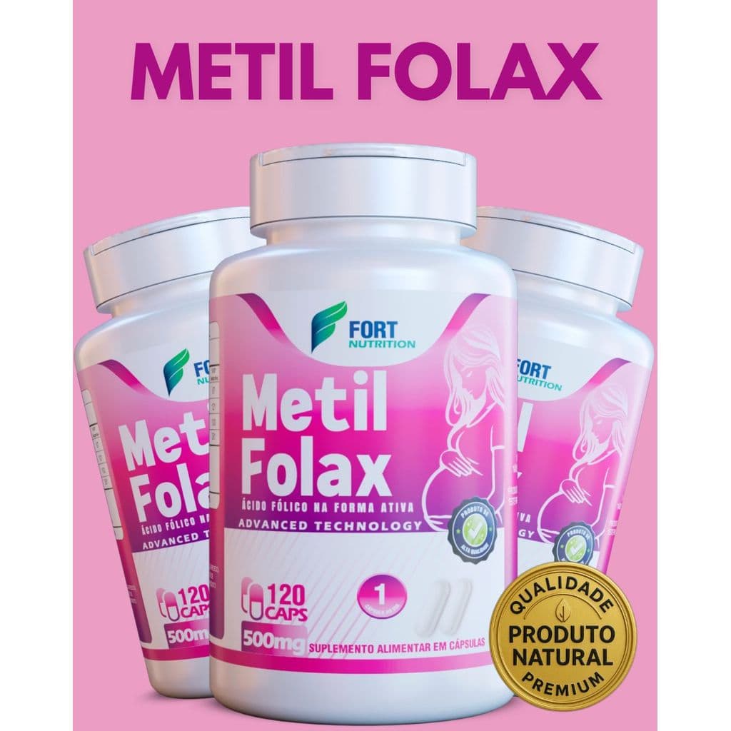 Metil Folax – Ácido Fólico - Vitamina E - Vitamina B6 - Vitamina B12 | 120 Cápsulas | 500mg
