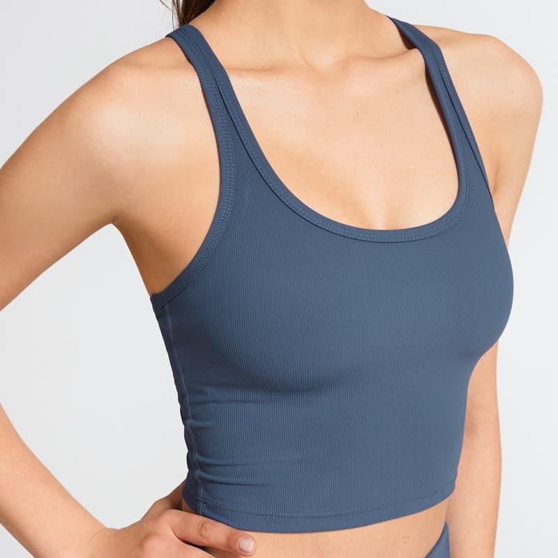 Flor cor desconto DS29 com almofada no peito roupas de Fitness feminino com nervuras em forma de I colete roupa interior