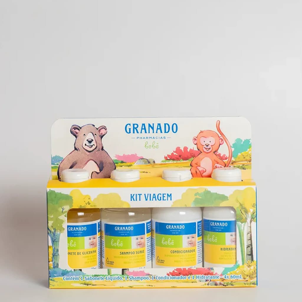 Granado Kit Viagem Bebê Nenê Shampoo Condicionador Sabonete Líquido Hidratante 60ml
