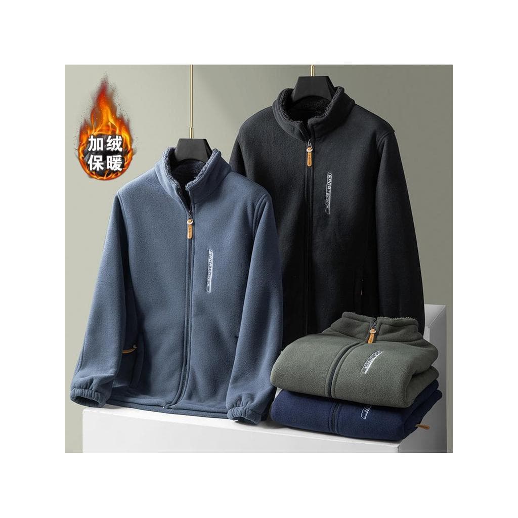 Jaqueta de lã Polar masculina pai engrossado velo Cardigan velo topo masculino outono jaqueta casaco de lã