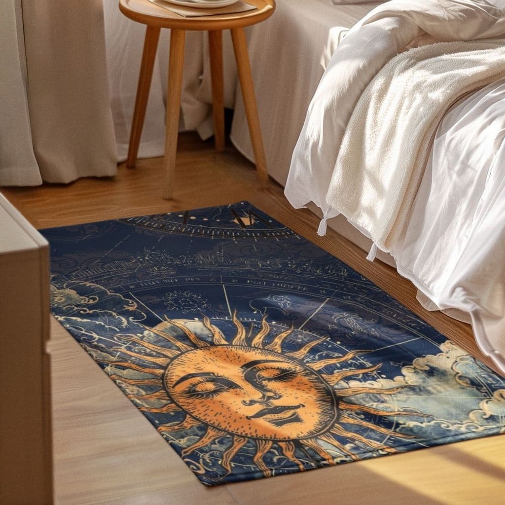 Tapete Decorativo 118x70cm Antiderrapante Sala, Quarto, Espaço Sol e Lua