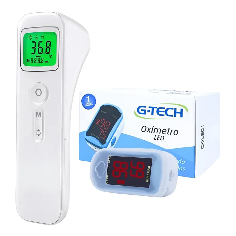 Termômetro Digital Infravermelho + Oxímetro G-Tech Monitor Saturação Completo