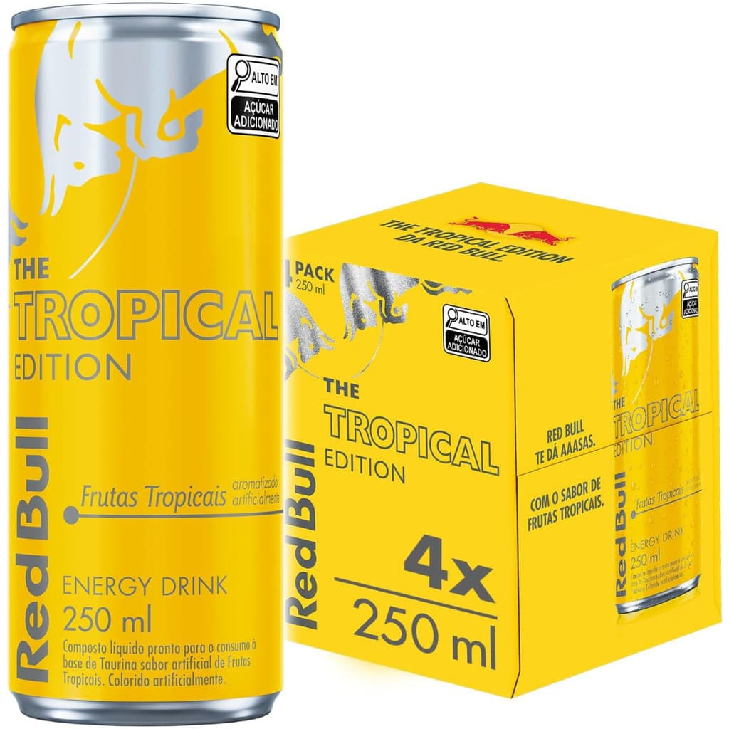 Pack de 4 Latas Red Bull Energético 250ml Tropical