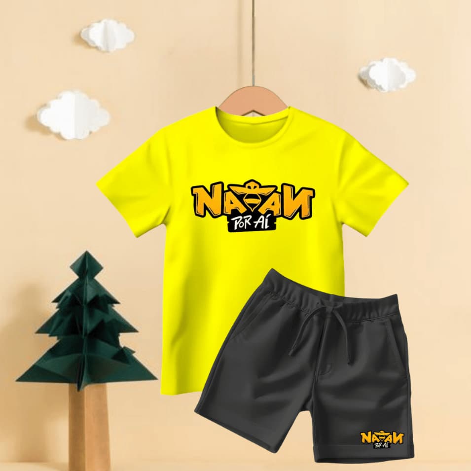 Kit Conjunto Infantil Juvenil Natan Por Ai Youtuber Skate Camiseta E Bermuda Moletom 100% Algodão Resistente Premium