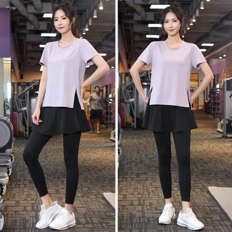 Gordura mm tamanho grande Fitness manhã correndo roupas de Yoga feminino verão estilo fino 100kg correndo roupas de seca