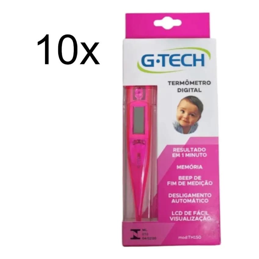 Kit 10 Termometros Rosa G-tech Axilar Digital - Axilar Digital Termo